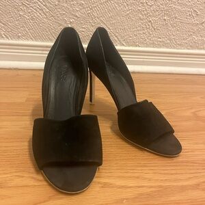 Vince Black Suede Open-Toe Stiletto Heels
